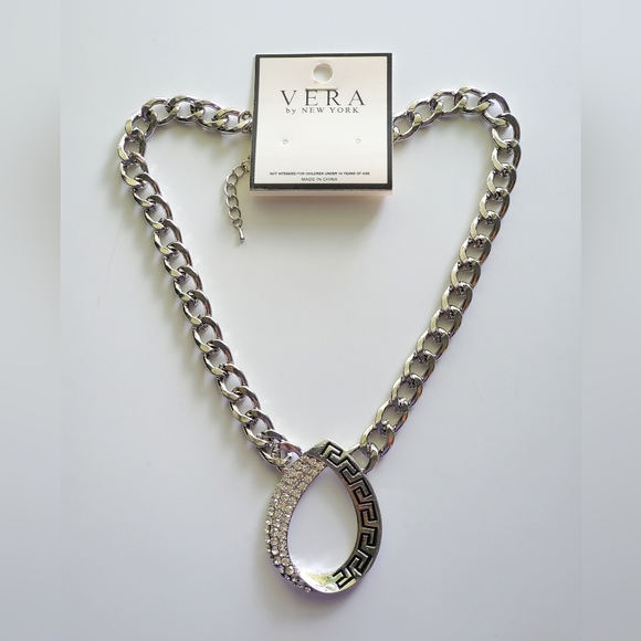 Rhinestone Greek Key Necklace - Picture 1 of 2